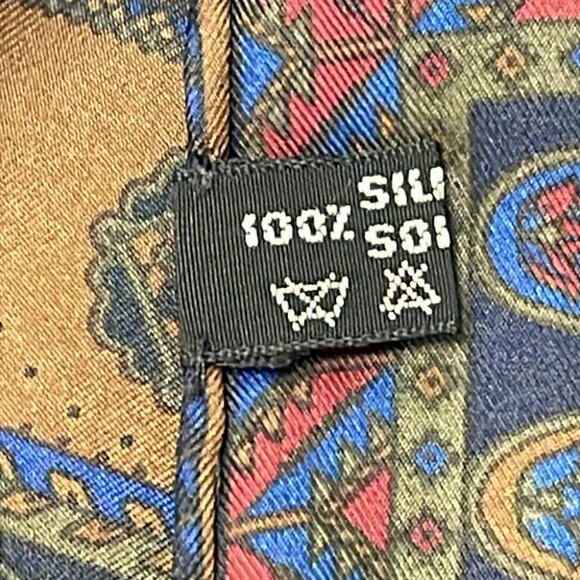 Auth Salvatore Ferragamo - Dark Navy Brown Multi Scarf - Picture 4 of 9